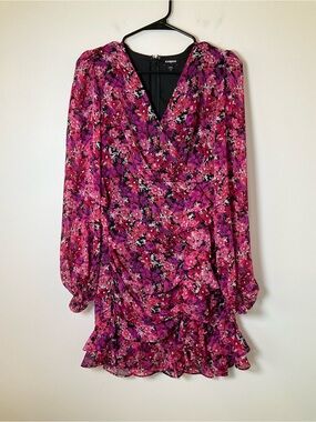NWT Express Floral Ruffle Mini Dress Pink Purple XS